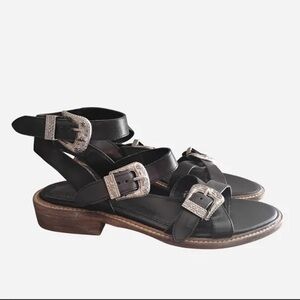 Black Sandals with Silver Buckles